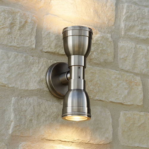 Up Down Wall Light Silver GU10 40W 240V IP54