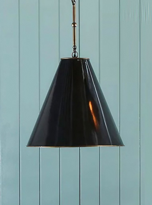 Pendant Light 31cm Black and Brass Cone E27 40W