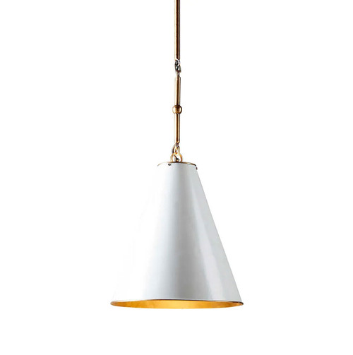 Pendant Light 31cm White and Brass Cone E27 40W