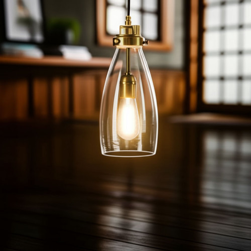 Pendant Light Antique Brass and Glass 13cm E27 40W