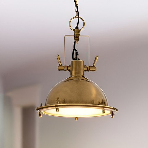 Pendant Light Antique Brass Dome 29cm E27 40W