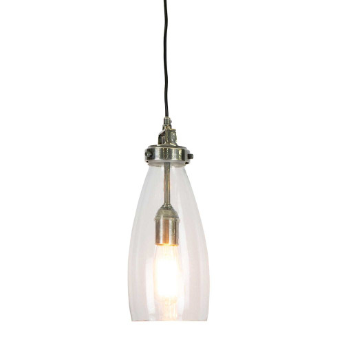 Pendant Light Antique Silver and Glass 13cm E27 40W