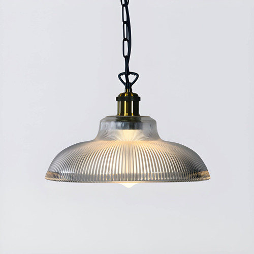 Pendant Light Ribbed Glass 30cm E27 60W