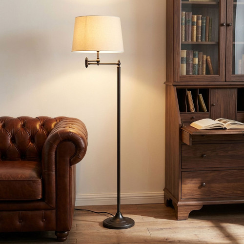 Floor Lamp Black Base 153cm B22 40W Swing Arm