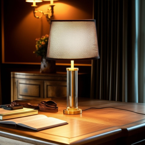 Table Lamp Glass and Antique Brass Base E27 40W