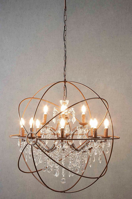 Chandelier Rust 91cm 12 Light E14 40W