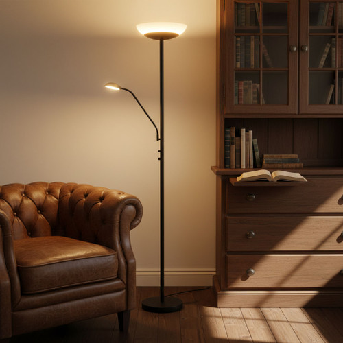 Mother and Child Floor Lamp Black 3000K 1650lm/400lm 18W/5W