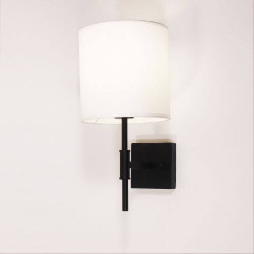 Wall Light Black With White Shade E27 60W