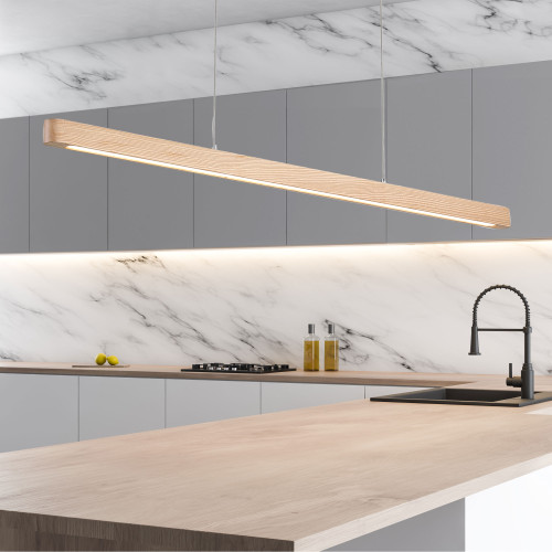 Pendant Light Ash Wood 150cm 25W Tri-CCT Dimmable