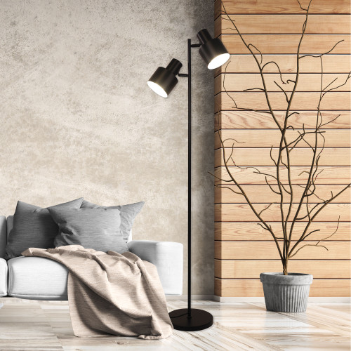 Floor Lamp Black 2 Adjustable Head E27 25W 145cm