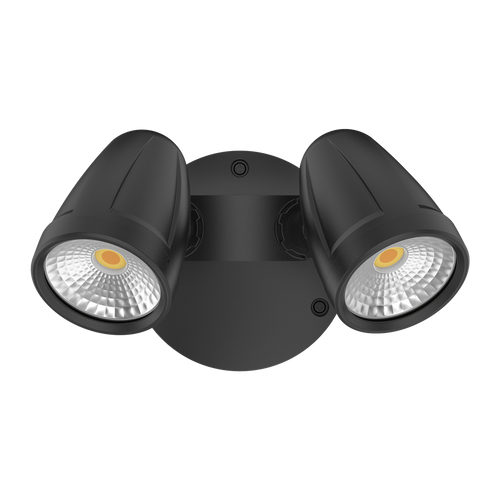 LED Spotlight Black 2 Head 32W Tri-CCT 3600lm 240V IP65 No Sensor