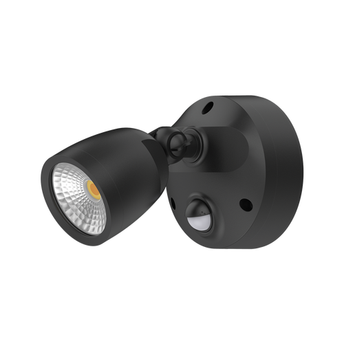 LED Spotlight Black 10W Tri-CCT 1050lm 240V IP65 With Sensor Marine Grade