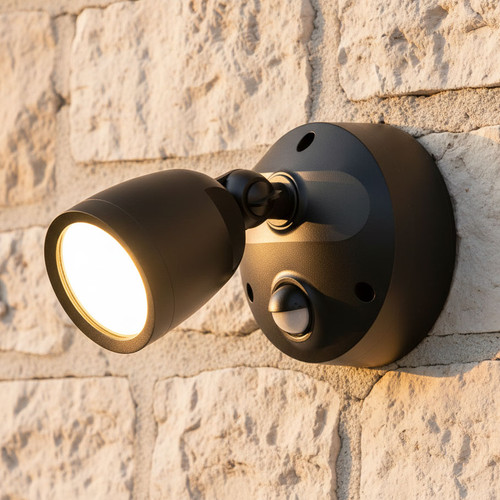 LED Spotlight Black 10W Tri-CCT 1050lm 240V IP65 With Sensor Marine Grade