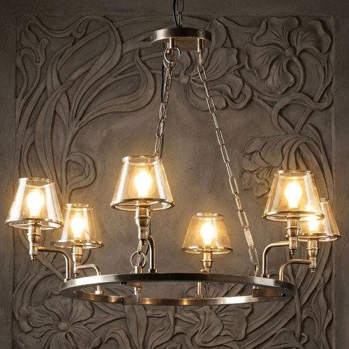 Chandelier Silver 90cm 6 Light E14 40W