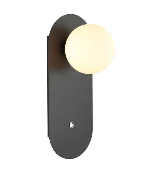 Wall Light Black Oblong Slim Base Opal Glass G9 25W