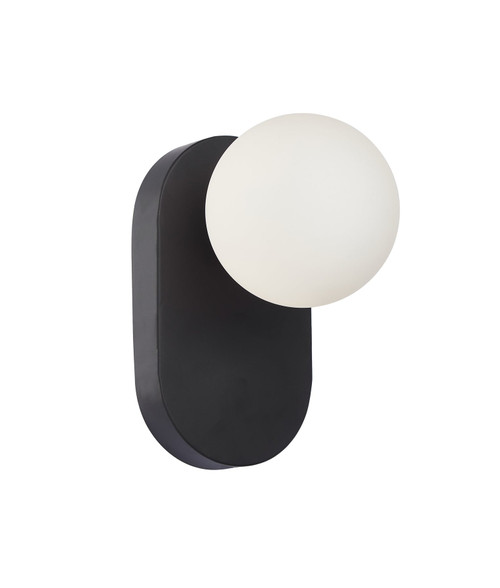 Wall Light Black Oblong Base Opal Glass G9 10W