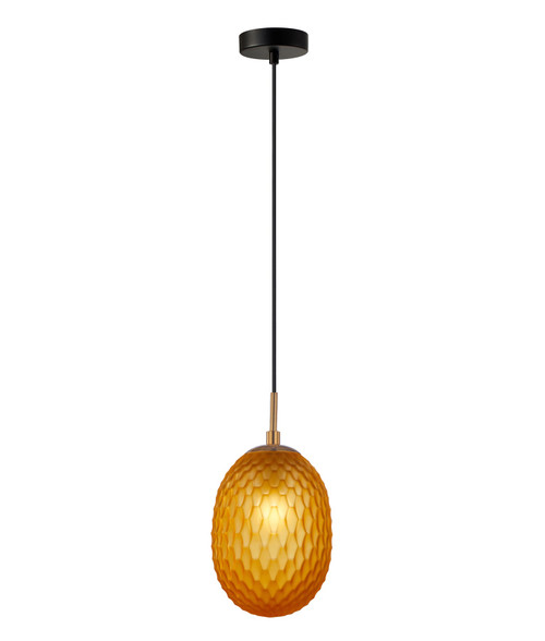 Pendant Light Orange Textured Glass 15cm E14 10W