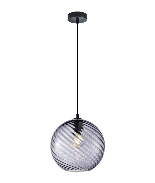 Pendant Light Black Round Glass 25cm E27 72W