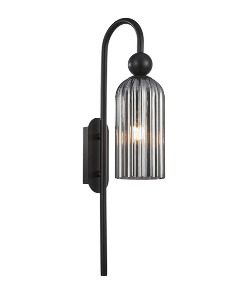 Wall Light Black Ribbed Glass Lantern E14 40W