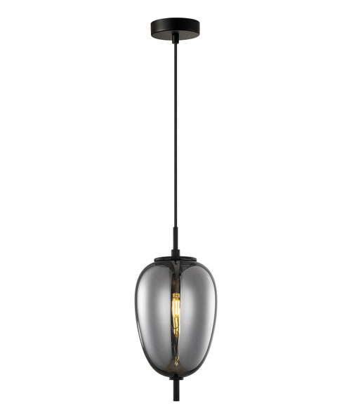 Pendant Light Oval Smokey Black Glass 160mm E14 10W