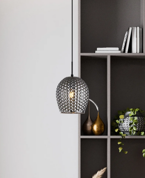 Pendant Light Smokey Black Glass 19cm E27 72W