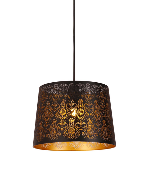 Pendant Light Black Iron Fleur Pattern 35cm E27 60W