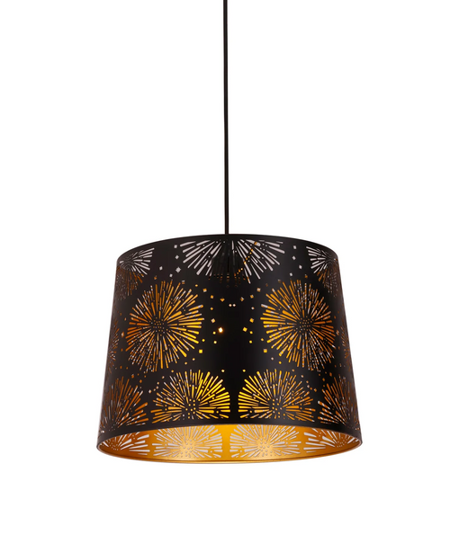Pendant Light Black Iron Starburst Pattern 35cm E27 60W