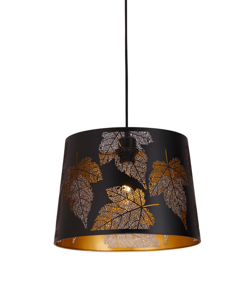 Pendant Light Black Iron Maple Leaf Pattern 35cm E27 60W