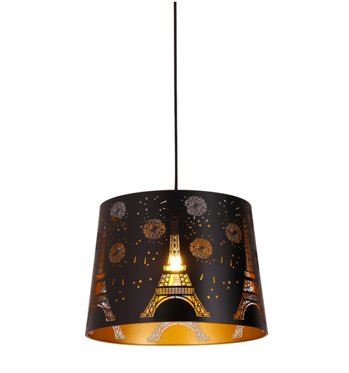 Pendant Light Black Iron Eiffel Tower Pattern 35cm E27 60W