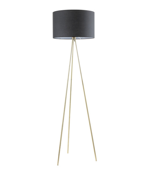 Floor Lamp Black Shade Brass Tripod E27 60W 159cm
