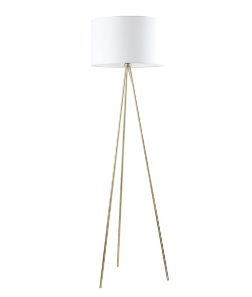 Floor Lamp White Shade Brass Tripod E27 60W 159cm