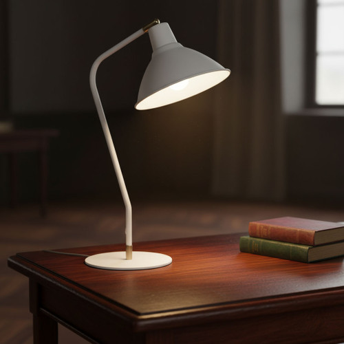 Desk Lamp White E27 60W Adjustable Cone Shade