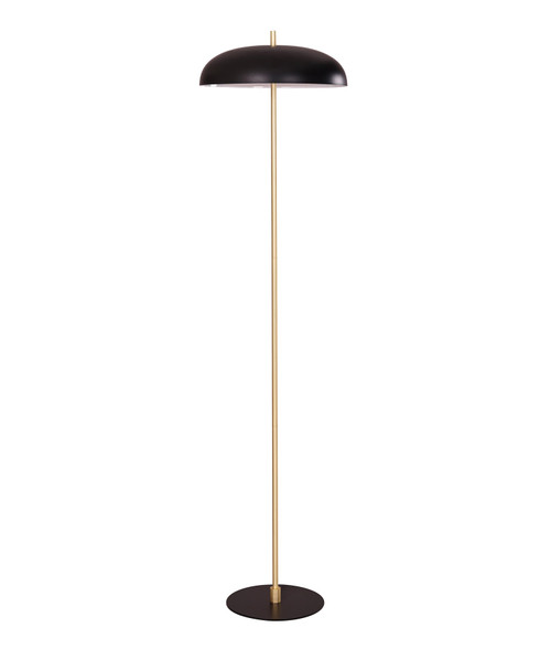 Floor Lamp Brass and Black Dome Shade E27 60W 160cm