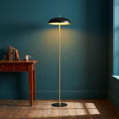 Floor Lamp Brass and Black Dome Shade E27 60W 160cm