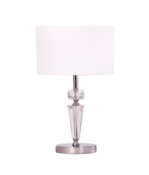 Table Lamp Chrome Crystal White Shade E27 60W