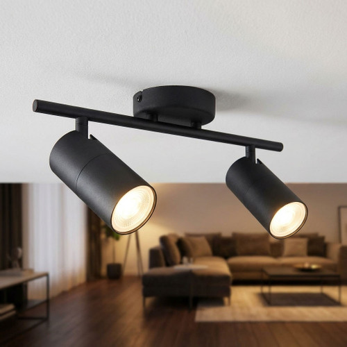 Ceiling Spotlight Black 2 Head Adjustable GU10 50W 33cm