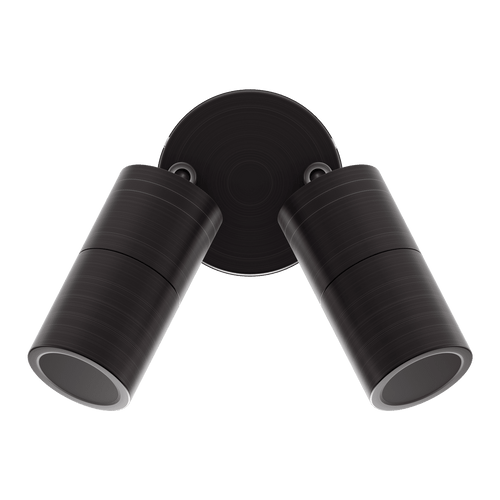 Wall Double Spotlight Bronze 240V GU10 12W Tri-CCT 1100lm IP65 Adjustable