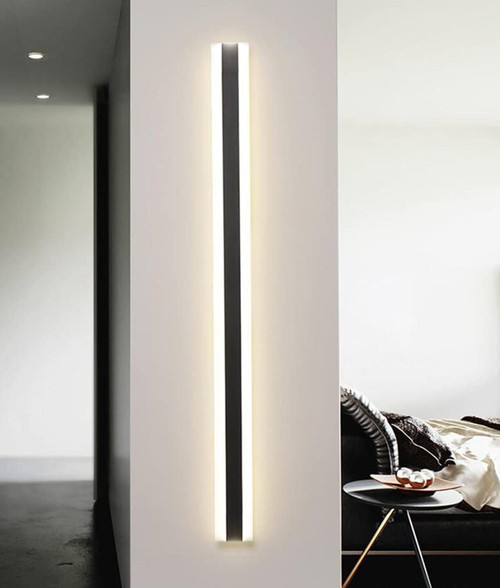 LED Wall Light Black 145cm Rectangular 240V Tri-CCT 48W 1060lm IP65
