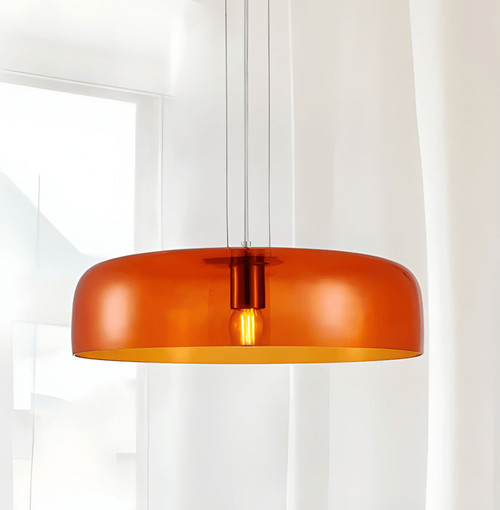 Pendant Light Orange Dome Glass 42cm E27 40W Pendant Light Orange Dome Glass 42cm E27 40W