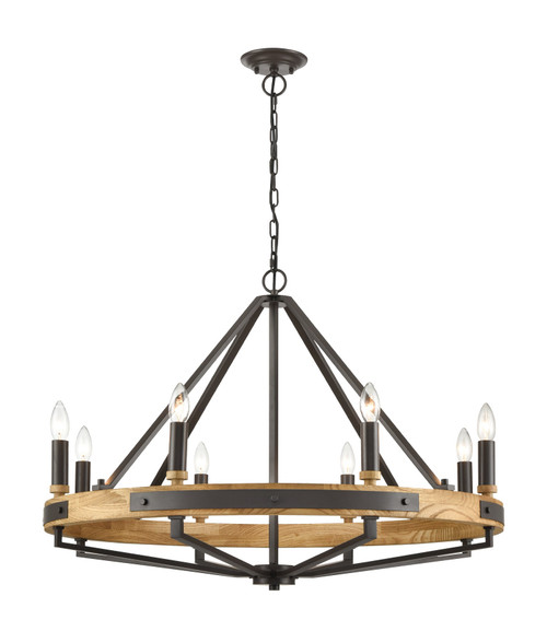 Pendant Light 862mm Wood With Bronze 8 Light E14 60W
