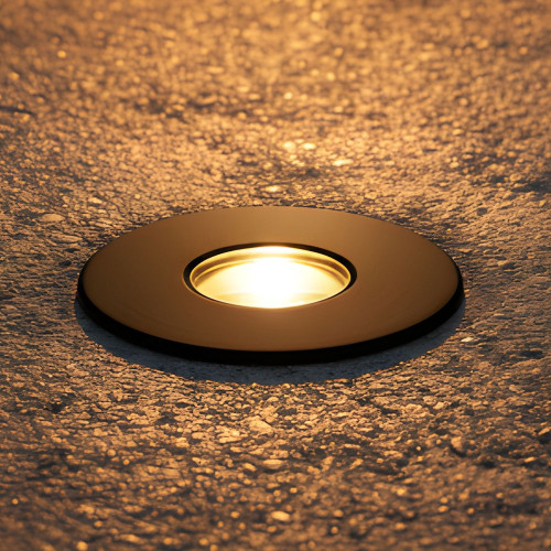 Inground Light 55mm Round Antique Brass 2.5W Tri-CCT 150lm 12V/24V IP67 IK10