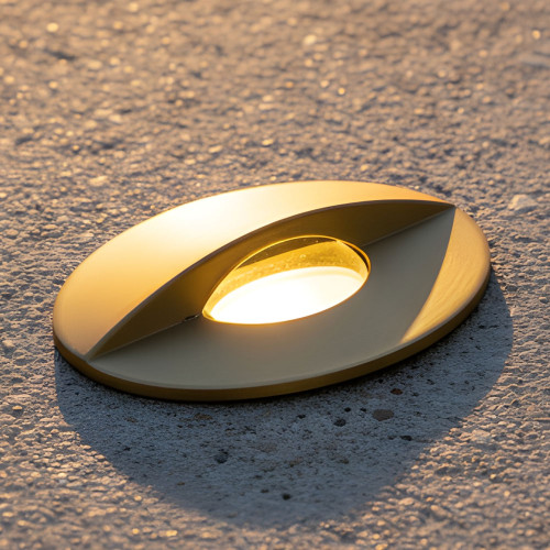 Inground Light 55mm Eyelid Brushed Brass 2.5W Tri-CCT 88lm 12/24V IP67 IK10
