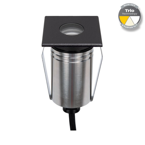 Inground Light 55mm Square Black Stainless Steel 2.5W Tri-CCT 150lm 12/24V IP67 IK10 Inground Light 55mm Square Black Stainless Steel 2.5W Tri-CCT 150lm 12/24V IP67 IK10
