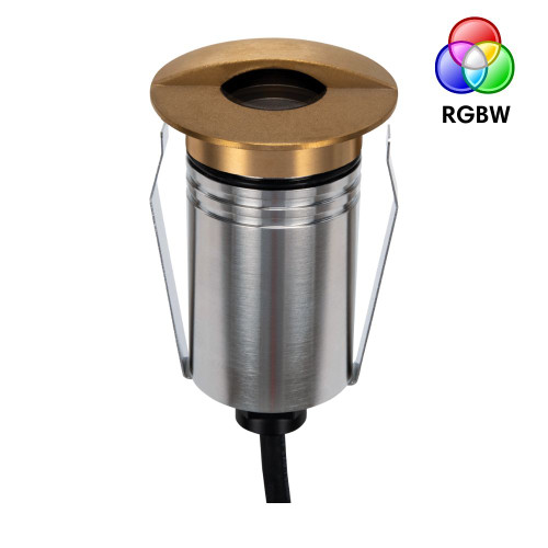 Inground Light 55mm Eyelid Brushed Brass 2.5W RGBW 24V IP67 IK10