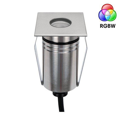 Inground Light 55mm Square Stainless Steel 2.5W RGBW 24V IP67 IK10
