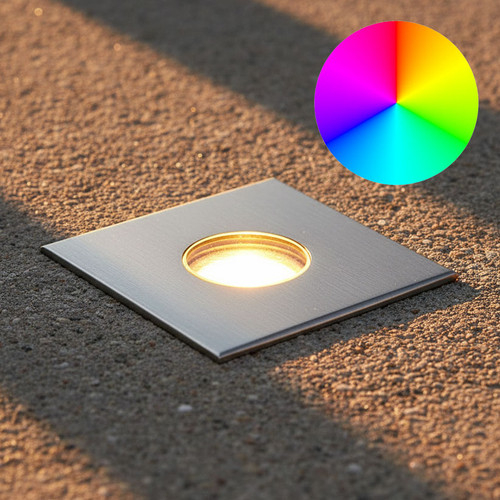 Inground Light 55mm Square Stainless Steel 2.5W RGBW 24V IP67 IK10