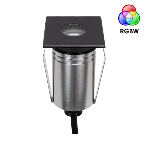 Inground Light 55mm Square Black Stainless Steel 2.5W RGBW 24V IP67 IK10