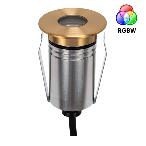 Inground Light 55mm Round Brushed Brass 2.5W RGBW 24V IP67 IK10