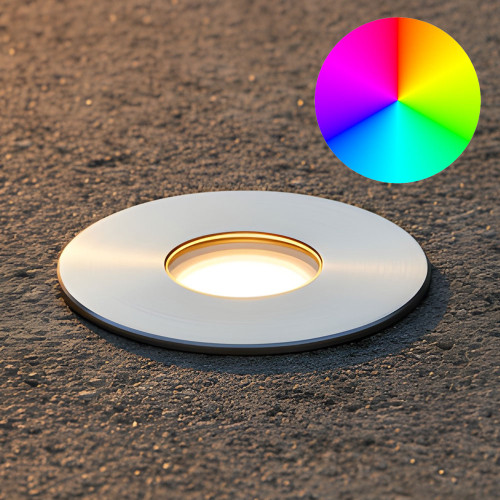 Inground Light 55mm Round Stainless Steel 2.5W RGBW 24V IP67 IK10