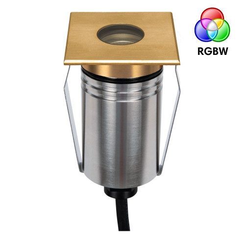 Inground Light 55mm Square Brushed Brass 2.5W RGBW 24V IP67 IK10
